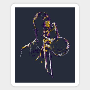abstract jazz trumpet player colorful Sticker